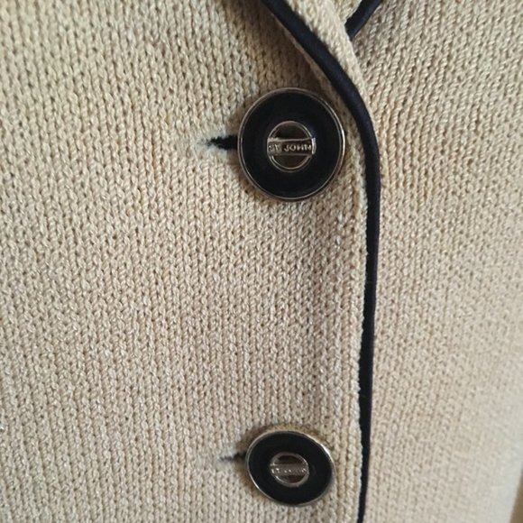 ST JOHN BEIGE KNIT JACKET BLAZER SIZE 4 - Picture 3 of 5